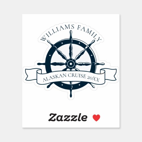 Custom Family Cruise Ship Nautical Wheel Vacation Sticker