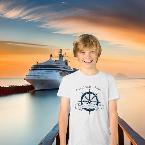 Custom Family Cruise Ship Trip Nautical Wheel Kids Tri_Blend Shirt