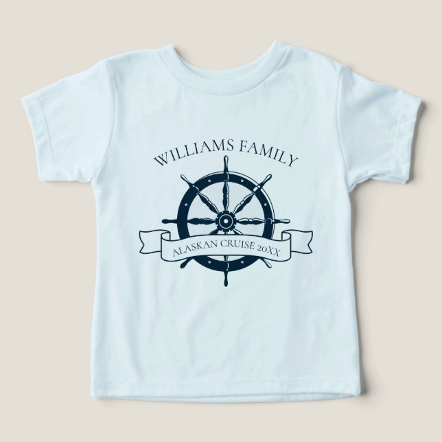 Custom Family Cruise Ship Trip Nautical Wheel Toddler T-shirt (Design Front)