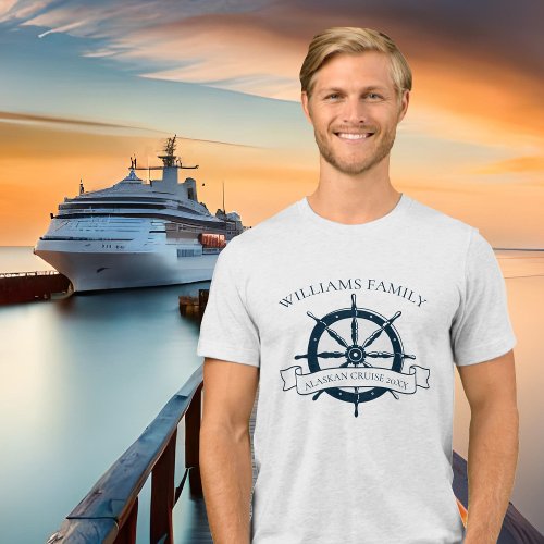 Custom Family Cruise Ship Trip Nautical Wheel Tri_Blend Shirt