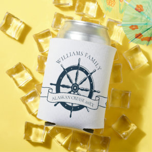 Custom Family Cruise Ship Vintage Nautical Wheel Can Cooler