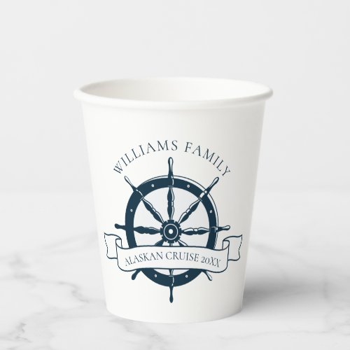 Custom Family Cruise Ship Vintage Nautical Wheel Paper Cups
