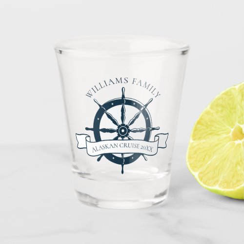 Custom Family Cruise Ship Vintage Nautical Wheel Shot Glass