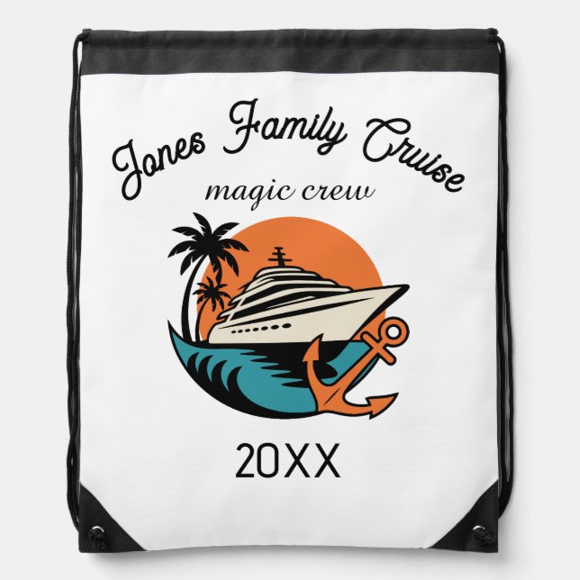 Custom Family Cruise Trip Sack Vacation  Drawstring Bag (Front)