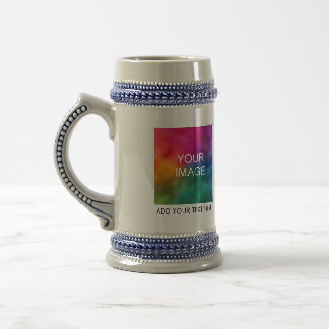 Custom Family Dad Mom Image Photo Business Logo Beer Stein (Left)