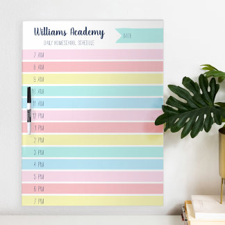 Custom Family Daily Planner or Homeschool Schedule Dry Erase Board