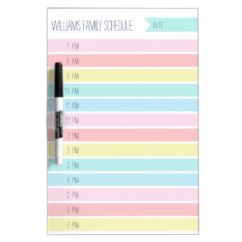 Custom Family Daily Planner or Homeschool Schedule Dry Erase Board