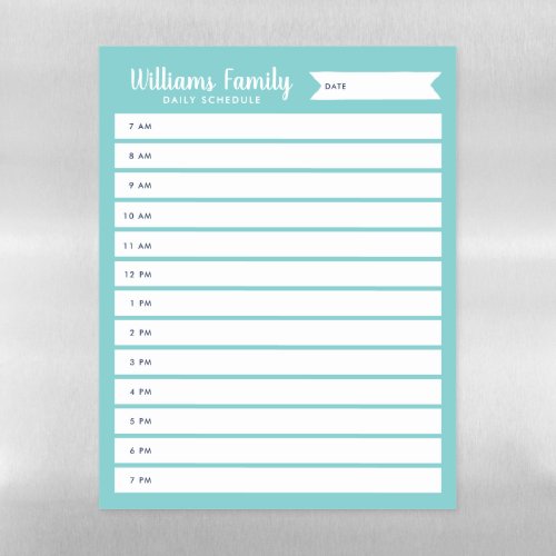 Custom Family Daily Planner or Homeschool Schedule Magnetic Dry Erase Sheet