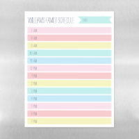 Custom Family Daily Planner or Homeschool Schedule Magnetic Dry Erase Sheet