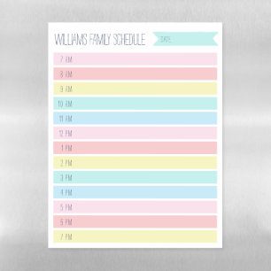 Custom Family Daily Planner or Homeschool Schedule Magnetic Dry Erase Sheet