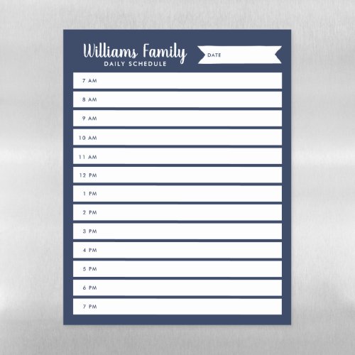 Custom Family Daily Planner or Homeschool Schedule Magnetic Dry Erase Sheet
