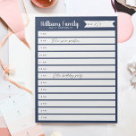 Custom Family Daily Planner or Homeschool Schedule Notepad<br><div class="desc">Keep track of your family's daily schedule or homeschool schedule with this daily notepad organized by the hour. Personalize with your family name at the top.</div>