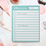 Custom Family Daily Planner or Homeschool Schedule Notepad<br><div class="desc">Keep track of your family's daily schedule or homeschool schedule with this daily notepad organized by the hour. Personalize with your family name at the top.</div>