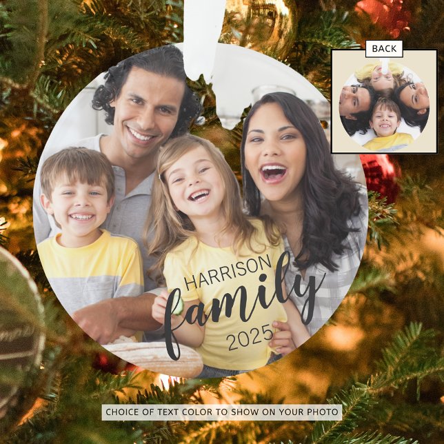 Custom FAMILY (dark text) 2-Photo Keepsake Ornament (Creator Uploaded)