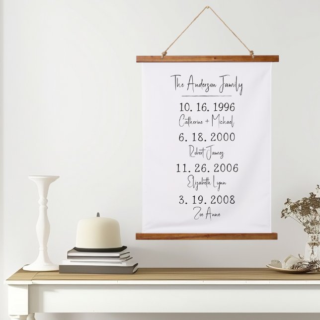 Custom Family Dates Keepsake Milestones Hanging Tapestry (Creator Uploaded)