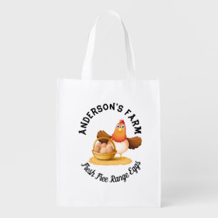 Custom Family Farm Egg Funny Rustic Chicken Grocery Bag