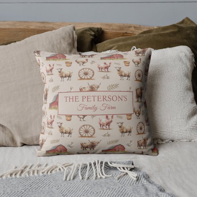 Custom Family Farm  Throw Pillow (Creator Uploaded)