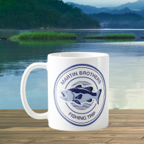 Custom Family Fishing Trip Blue Bass Fisherman Coffee Mug