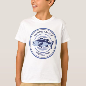 Custom Family Fishing Trip Blue Lake Bass Kids T-Shirt