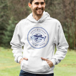 Custom Family Fishing Trip Blue Lake Fisherman Hoodie<br><div class="desc">Customize this family fishing trip hoodie for your dad and brothers before going out on the lake to fish this summer. A cool periwinkle and navy blue fisherman design with an open mouthed bass and your custom text or last name.</div>