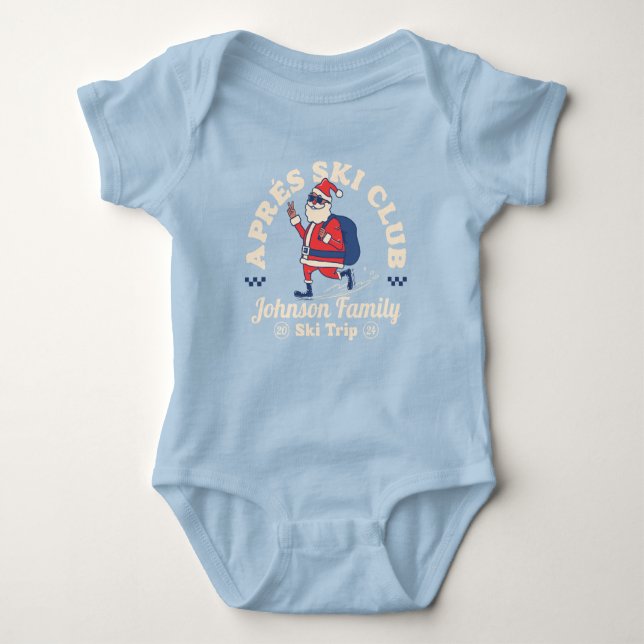 Custom Family Friends Group Ski Trip Snowboard Baby Bodysuit (Front)