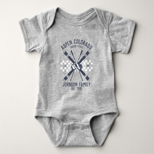 Custom Family Friends Ski Trip Group Matching  Baby Bodysuit (Front)