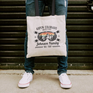 Custom Family Friends Ski Trip Group Matching Tote Bag