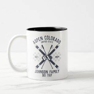 Custom Family Friends Ski Trip Group Matching Two-Tone Coffee Mug