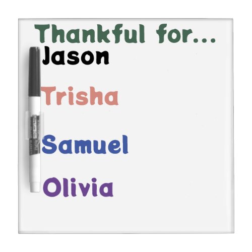 Custom Family Gratitude Journal Dry Erase Board