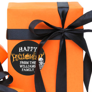 Custom Family Halloween Annual Party Skeleton Classic Round Sticker