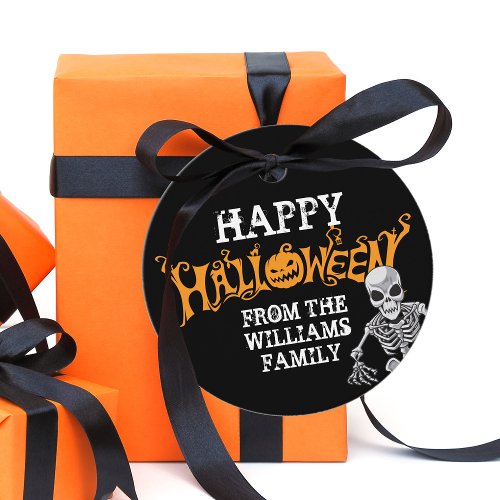 Custom Family Halloween Annual Party Skeleton Favor Tags