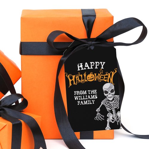 Custom Family Halloween Annual Party Skeleton Gift Tags