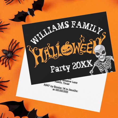 Custom Family Halloween Annual Party Skeleton Invitation