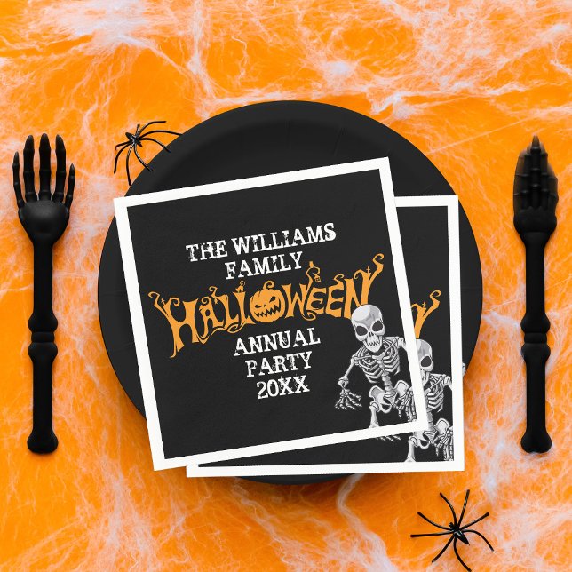 Custom Family Halloween Annual Party Skeleton Napkins (Creator Uploaded)