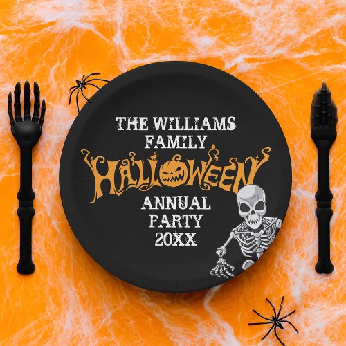 Custom Family Halloween Annual Party Skeleton Paper Plates