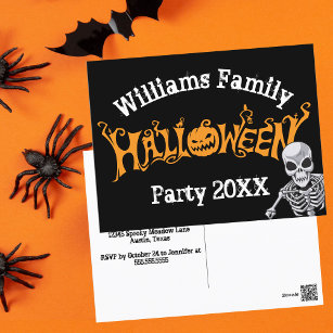 Custom Family Halloween Annual Party Skeleton Postcard