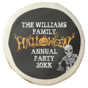 Custom Family Halloween Annual Party Skeleton Sugar Cookie