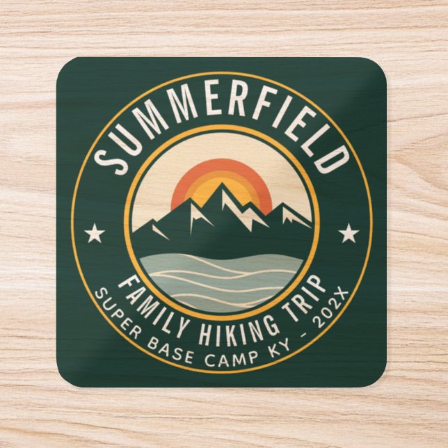 Custom Family Hiking Trip Matching Square Sticker (Single)