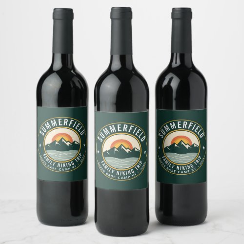 Custom Family Hiking Trip Matching Wine Label