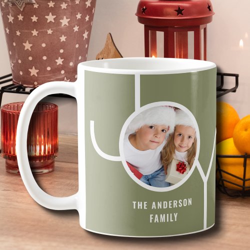 Custom Family Holiday Christmas Photo Green Coffee Mug