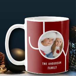 Custom Family Holiday Christmas Photo Maroon Coffee Mug
