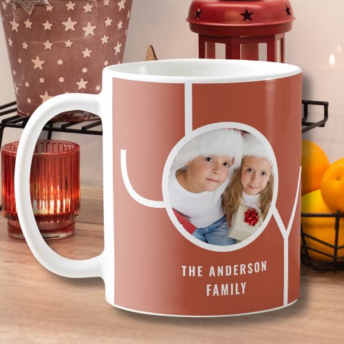 Custom Family Holiday Christmas Photo Terracotta Coffee Mug