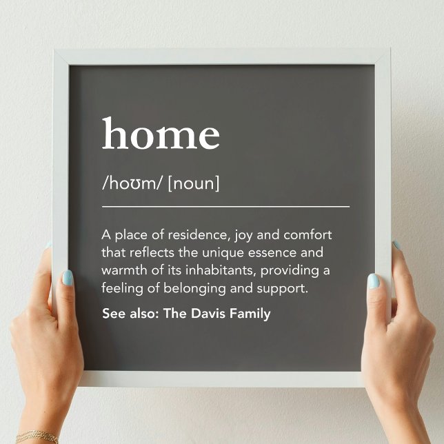 Custom family home dictionary custom name dark framed art (Creator Uploaded)