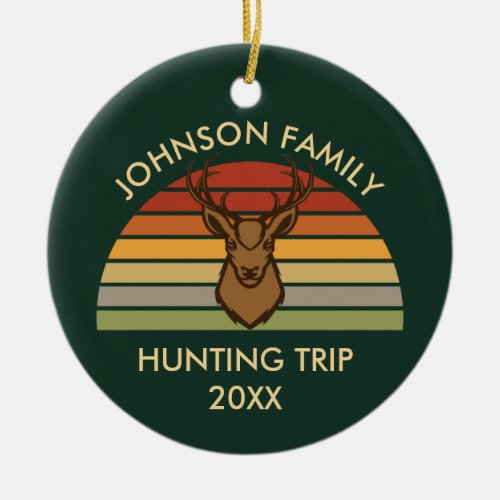 Custom Family Hunting Trip Deer Season Sunset Ceramic Ornament