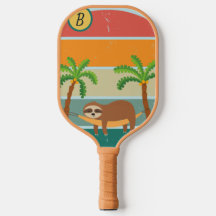 Custom Family Initial Retro Sloth Sunset