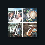 Custom Family Instagram Photo Collage Brush Script Canvas Print<br><div class="desc">Personalized keepsake canvas art print with 4 of your family photos arranged in a square grid photo collage. Great gift for mom,  dad,  family,  friends,  parents,  and grandparents!</div>