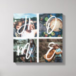Custom Family Instagram Photo Collage Brush Script Canvas Print<br><div class="desc">Personalized keepsake canvas art print with 4 of your family photos arranged in a square grid photo collage. Great gift for mom,  dad,  family,  friends,  parents,  and grandparents!</div>