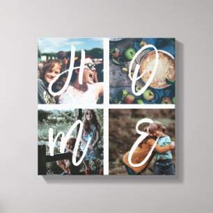 Custom Family Instagram Photo Collage Brush Script Canvas Print