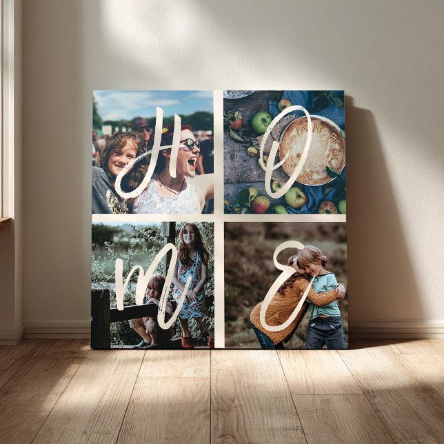 Custom Family Instagram Photo Collage Brush Script Canvas Print (Creator Uploaded)