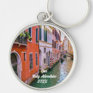 Custom Family Italy Trip Photo Christmas Tree Keychain